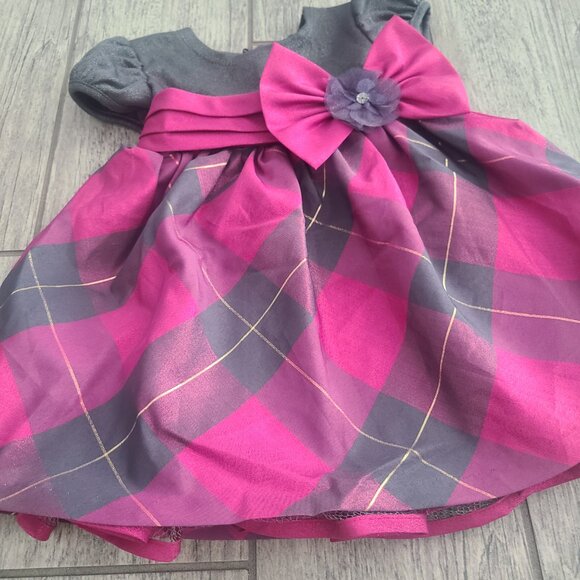 Bonnie Baby Girl Holiday Plaid Party Dress pink and grey with Bloomers Size 6–9M - Picture 11 of 12